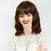 SKHAOVS Curly Fancy Dress Wigs with Hair Bangs Short Wavy Curly Women Fresh Bright Synthetic Ordinary Flat Bangs Bob Wig Cosplay Party Wigs Women's Shoulder Length Halloween Girl Wigs (Brown) - Buy Online on SooperMarket.com