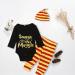 Baby Snuggle This Muggle Bodysuit Set 6-9 Months | Black Long Sleeve Outfit with Striped Pants & Hat - Buy Online on SooperMarket.com