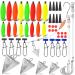 SEAOWL 78Pcs Saltwater Surf Fishing Kit Fish Pompano rig,Tackle Box Included Fishing Hooks Rig Floats Pyramid Sinker Weights Sinker Slider Beads for Salt Beach Gear Equipment