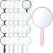 25 Pieces Handheld Hand Mirror Small Mirror Compact Portable Round Mirror Travel Makeup Mirror for Women Girls Travel Camping Daily Use (White, Pink, Black, Blue, Green)