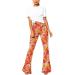 Deerose Women's High Waist Orange Floral Bell Bottom Flare Pants - Medium - Buy Online on SooperMarket.com