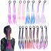 Colorful hair parts Liwein 16Pcs Colorful hair extensions colorful hair strands children color gradient girl hair part braided hair tongue for children and women