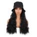 MapofBeauty 24 Inch /60 cm Hat Wig Women Beautiful Long Wavy Curly Synthetic Daily Use Wig (Black)