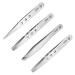 Tweezers Set Eyebrows Kit Professional Stainless Steel Set - 4 Pieces with Leatherette Travel Case Perfect for Facial Hair Beauty and Personal Care Tool Hobri International silver (HTZK-001)
