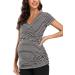 Love2Mi Maternity Nursing Shirt - Short Sleeve V-Neck Breastfeeding T-Shirt - Size L - Dark White Stripe - Buy Online on SooperMarket.com