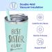 Best Sister Ever Insulated Stainless Steel Tumbler - Personalized Funny Mug for Coffee, Wine & Travel - Slide Close Lid & Straw - Mint/22 - Buy Online on SooperMarket.com