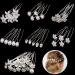 AUXSOUL 30Pcs Bridal Hair Pins Crystal Pearl Hair Pins U Shaped Diamond Hair Pins Wedding Rhinestone Hair Clip for Women Girl (6 styles)