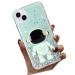 Tivenfezk nadoli for iPhone 15 plus astronaut hidden stand shell caricature glitter stand soft silicone bling transparent protective cover iphone 15 plus green