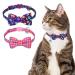 EXPAWLORER Breakaway Cat Collar with Bow tie and Bell, 2 Pack Cute Kitten Safety Collars with Plaid Dinosaur Universe Pattern Purple