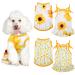 4 Pieces Pet Clothes Set Include 2 Pieces Cute Pet Dress Lovely Fruit Dog Dress and 2 Pieces Dog Shirt Breathable Pet T-Shirt Puppy Clothes Shirt for Pet (Pineapple, Sunflower,Large) Pineapple, Sunflower Large