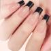 Long Black False Nails 24PCS French Tip False Nails Square French Nails Fake Nails Full Cover Press on Nails with Jelly Glue Stick on Nails for Women Girls Nails Art Long Square Black