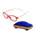 Children's Glasses Frame Without Prescription Clear Lens for Boys & Girls Age 5-12 + Glasses Case Red + Blue Glasses Case