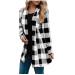Long Shirt Outerwear Top Thin Warm Knitted Coat Women's Blouse V-Neck Shirt Tunic Long Women's Tunic Women's Shirt Casual Checked Shirt Women's Winter Chunky Knit Jacket I-black XL