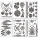 Black Henna Temporary Tattoos Set - Sexy Lace, Indian Mandala, Elephant, Flower Chain Designs - Waterproof Body, Arm, Face Decals for Wedding Party - 6 Sheets - Buy Online on SooperMarket.com