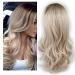 Lady Miranda Ombre Wig Brown to Ash Blonde High Density Heat Resistant Synthetic Hair Weave Full Wigs for Women(T/Ash Blonde) 0-T/Ash Blonde