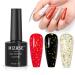 MIZHSE Gold Glitter Top Coat Gel Nail Polish Glitter Nail Gel Polish Sparkle Shiny Christmas Soak Off U V LED Nail Gel for Nail Salon & Home DIY Manicure 1PC 10ml E-Gold Sequins Top Coat