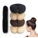 4 pieces of dutt pillow dutt pillow large donut hair bun maker set updos Accessories bottling cushion large nylon haardonut brown bun help for children girls (black brown cream white)