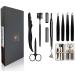 Holesto 8 Set eyebrows tweezers - tweeters - plucking the eyebrows - tweezers set with eyebrow pencil - eyebrow brush - scissors and 4 different tweezers including case bag pocket