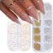 2 Boxes Nail Art Pearls Flatback Pearl - Gold Silver Nail Art Caviar Beads 3D Steel Metal Nail Charms Half Round Pearl Rhinestone Luxurious Design Nail Decoration DIY Crafts Jewelry Manicure Accessory White