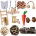 ACLUYSKA Hamster Guinea Pig Toys 21PCS Small Animal Activity Chew Toys Accessories Molar Teeth Care Natural Apple Wood Ladder Bell Roller for Dwarf Hamsters Rat Chinchillas Gerbils Bunnies (21PCS)