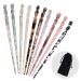 10 Pieces Acetate Hair Sticks  Women Styling Hair Vintage  Leopard Print Tortoise Shell Hairpin  Girls Chopsticks Hairpins  Disk Hair Sticks for Long Hair  Hair Accessories with Flannelette Bag Novel Pattern
