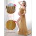FEOYA Maxi Maternity Dress | Chiffon Lace Strapless Gown with Split Front | Full Length Yellow Maternity Photography Dress - Buy Online on SooperMarket.com