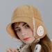 Corduroy Earmuff Bucket Hat with Ear Flaps and Chin Strap - Beige - Buy Online on SooperMarket.com