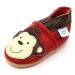 Dotty Fish Soft Leather Baby Shoes for Boys. Toddler Shoes. Non Slip. Animal Designs for Boys and Girls. 0-6 Months - 4-5 Years 0-6 Months Red Monkey