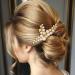 Handcess Bridal Wedding Hair Comb Gold Pearls Hairpiece Leaf Bridal Side Combs Wedding Hair Accessories for Women and Girls - Buy Online on SooperMarket.com