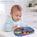 Happy T Baby Silicone Suction Plate with Lid | Toddler Self Feeding Plate | 3 Compartment Divided Dishes | Microwave & Dishwasher Safe | Non-Slip | Unbreakable | Blue - Buy Online on SooperMarket.com