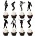 Blumomon 30pcs Jazz Cupcake Toppers Dance Party Cake Decoration Black Glitter Tap Dancers Cupcake Picks Music Dancer Cupcake Picks for Birthday Parties Wedding Party Decorations Disco-4