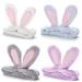 Whaline 4 Pack Easter Makeup Headband Lovely Rabbit Ear Spa Hair Band Coral Fleece Elastic Head Wrap Stretchy Headband for Party Face Washing Beauty Shower Women Girls (Blue White Gray Purple)