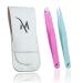 Tweezers Set 2 Pcs Professional Stainless Steel Precision Tweezer for Eyebrows Plucking Ingrown Hair and Facial Hair Remover for Women and Men (Multi Color) 2 Piece