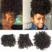 Afro Puff Drawstring Ponytail with 2 Bangs Afro High Puff Bun with Spring Curl Bangs and Afro Puff Bangs Clip in Hairpieces Pineapple Updo Ponytail with Bangs(2#) 1 ponytail+ 2 bangs #2
