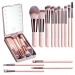 BS-MALL Travel Makeup Brush Set Foundation Powder Concealers Eye Shadows Makeup Set with LED light Mirror 14 Pcs Pink APINK
