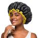 Mikimini black shower hoods for women men and girls 2 packs reusable double-fold waterproof bathing shower hat with soft comfortable PEVA lining stretchy shower hood medium (2-pack) black+yellow