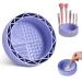 LELE LIFE Makeup Brush Cleaner Mat with Drying Rack Silicone Makeup Brush Cleaning Mat Scrubber Bowl Make Up Brush Cleaner Pad for Cosmetic Brushes Purple