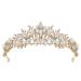 SWEETV Jeweled Wedding Tiaras and Crowns for Women  Metal Princess Tiara Queen Crown for Bride  Bridal Headpieces for Birthday Quinceanera Pageant Prom  Gold Gold+Clear