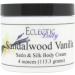Eclectic Lady Sandalwood Vanilla Satin and Silk Cream Body Cream Body Lotion 4 oz - Shea Butter Aloe Silk Amino Acids Vitamin E Phthalate-Free Handcrafted in USA - Perfect For Women