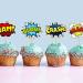 SuperHero Boom Cupcake Toppers - 48 Pack, Kids Birthday Party Decorations & Supplies - Buy Online on SooperMarket.com