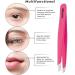 Wide Grip Slant Tweezers - German Stainless Steel - Hand-Filed Slanted Tips for Ultra-Precision - Tweezers for Eyebrows and Nose/Ear/Facial Hair - Professional Grade (Pink) - Buy Online on SooperMarket.com