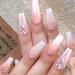 Leuhiove Glitter Gradient Pink Ballerina Press on Nails - Luxurious Crystal Gem Design for Women and Girls - Buy Online on SooperMarket.com