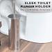 Chrome Toilet Plunger with Holder | Heavy Duty Deep Cleaning | Bathroom Metal Canister with Drip Cup | Silver - Buy Online on SooperMarket.com