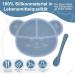Silicone Baby Suction Plate with Lid and Spoon - Kid Divided Weaning Plate in Blue | BPA Free & Dishwasher Safe - Children's Dinnerware Set - Buy Online on SooperMarket.com