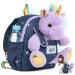 Naturally KIDS Small Unicorn Backpack - 3-4 Year Old Girl Gifts - Toddler Backpack for Girl Boy w Stuffed Animal - Toys for 3 Year Old Girls - w Pockets & Reflective Logo - Backpack w Purple Unicorn 01 Small Purple Unicorn