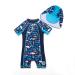 BONVERANO Baby Boy All-in-one Sunsuit/Swimsuits upf 50+ Sun Protection S/S Swimming Costume with Cap. 18-24 Months Ship