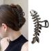 Metal Hair Claw Clips  1Pcs Gunmetal Metal Fishbone Shaped Hair Clip  Large Size  Elegant and Noble  Strong Hold for Women with Thick or Thin Hair  Stylish Must-Have Hair Accessory (Gunmetal Fishbone) Black Fishbone