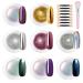 Lofuanna Chrome Nail Powder 8 Colors Mirror Effect Holographic Pearl Iridescent Powder Chrome Powder Glitter Manicure for Nail Art Deco with 8pcs Eyeshadow Sticks and Dust Brush 1g or 0.5g/Jar