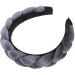 Braid Headband Hair Bands for Braids Elastic Braided Headbands for Women Knotted Headband for Women Black Headbands for Women Plush Velvet Wig Fabric gray