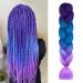 Aomig Ombre Braids Extensions - 24 Strands Artificial Hair for Box Braids | Purple Light Violet Sea Blue - Ideal for Braiding - Buy Online on SooperMarket.com